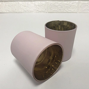 8oz 10oz Matte Pink Glass Candle Jars With Gold Plating