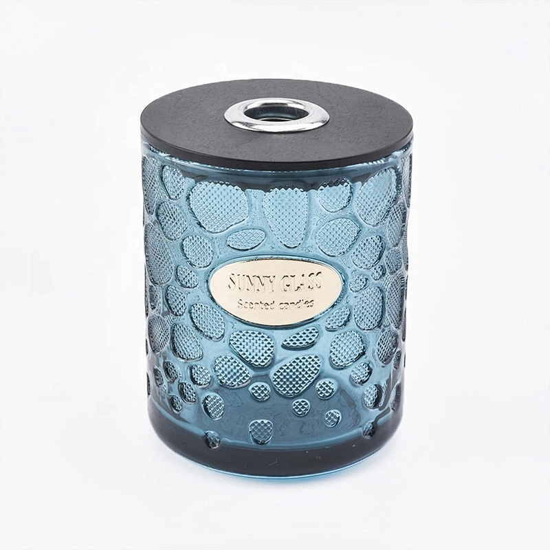 Unique candle holder glass votive diffuser bottle with wood lid