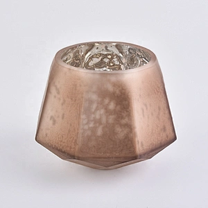 Home decoration vintage geo frosted glass candle holders 10oz 20oz