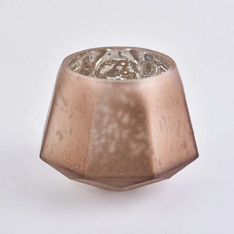 Home decoration vintage geo frosted glass candle holders 10oz 20oz
