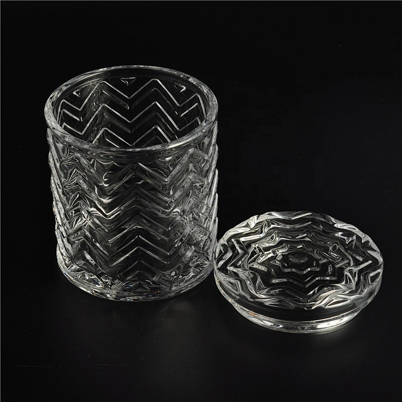 10oz Wholesales Luxury embossed glass candle holder with lids