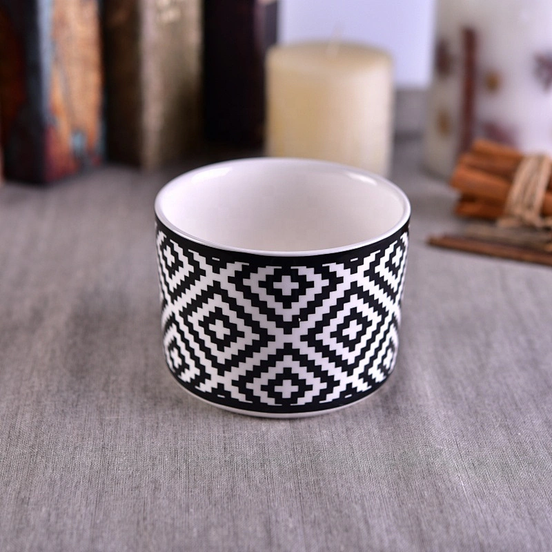 luxury soy wax modern black ceramic candle jars round
