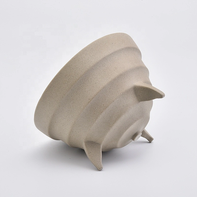 Round matte ceramic candle containers bowl votive pillar candle vessel with three footholds party decoration factory