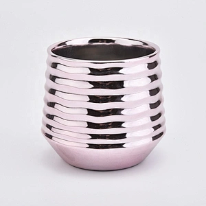 Pink electroplating ceramic candle jar tealight candle holder home decoration