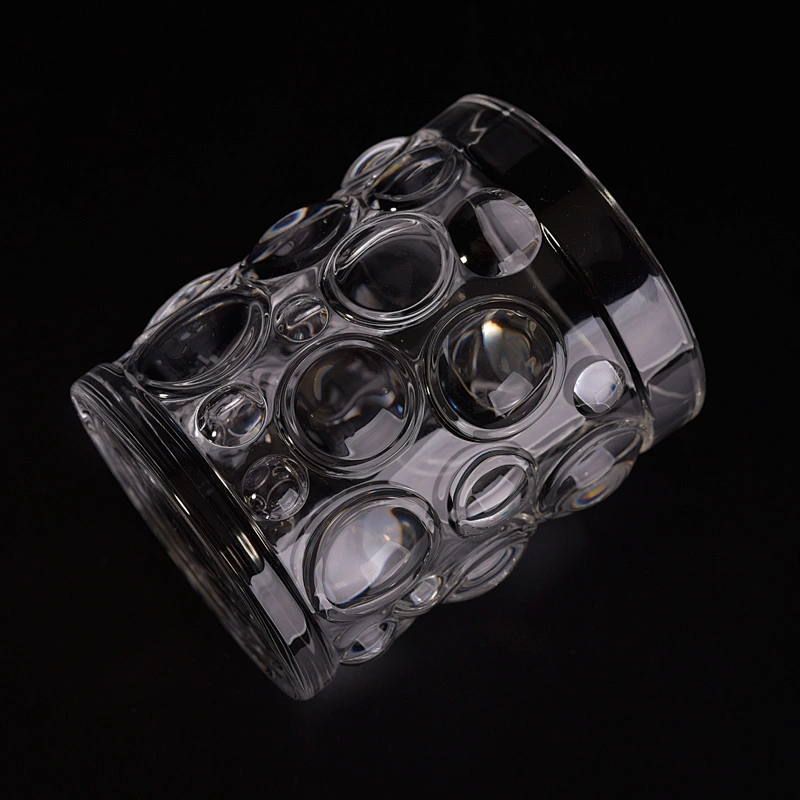Transparent crystal embossed candle jar tealight mercury glass candles vessel home decoration use suppliers