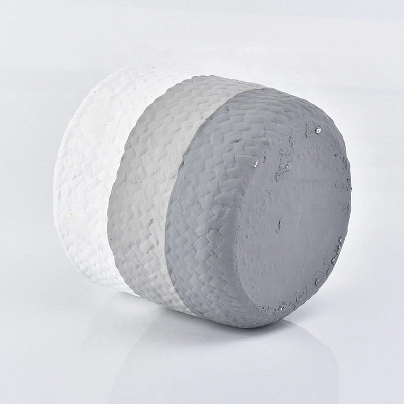 Round grey cement candle jar custom home decoration