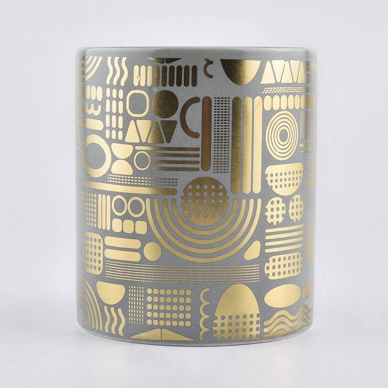 Wholesales cylinder grey votive ceramic candle holder 10oz 20oz