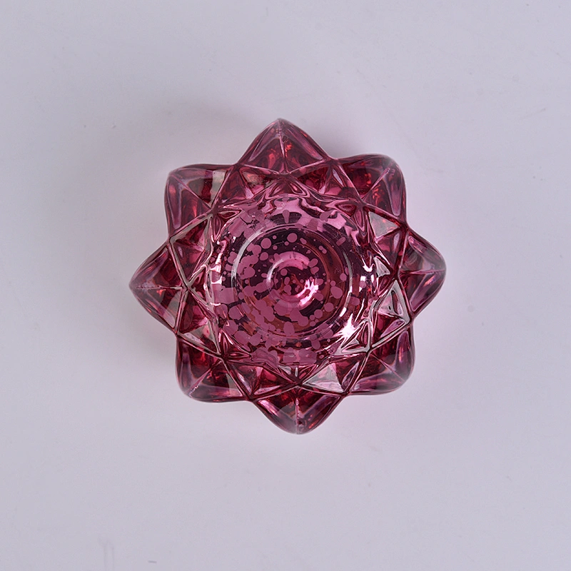 Unique glass candle hoder flower shaped luxury glass candle vessel red color