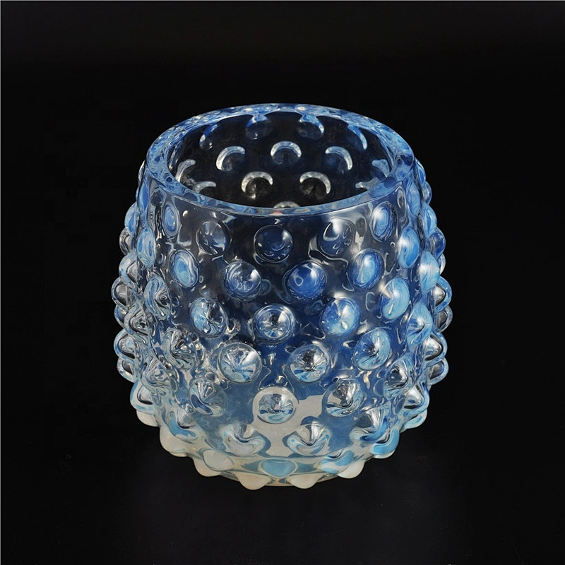 Wholesales transparent bulge dots colored glass candle jars home decoration