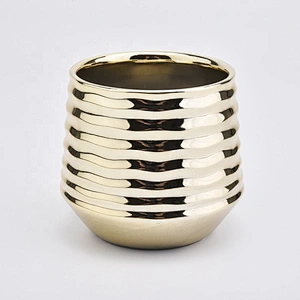 Colored electroplating gold ceramic candle jar votive candle containers party decor