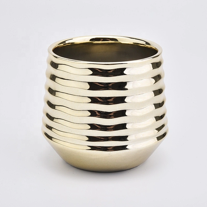 Colored electroplating gold ceramic candle jar votive candle containers party decor