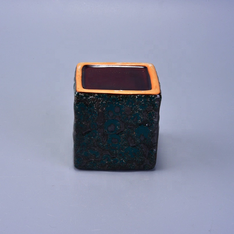 Square table ceramic candle vessel custom wholesales