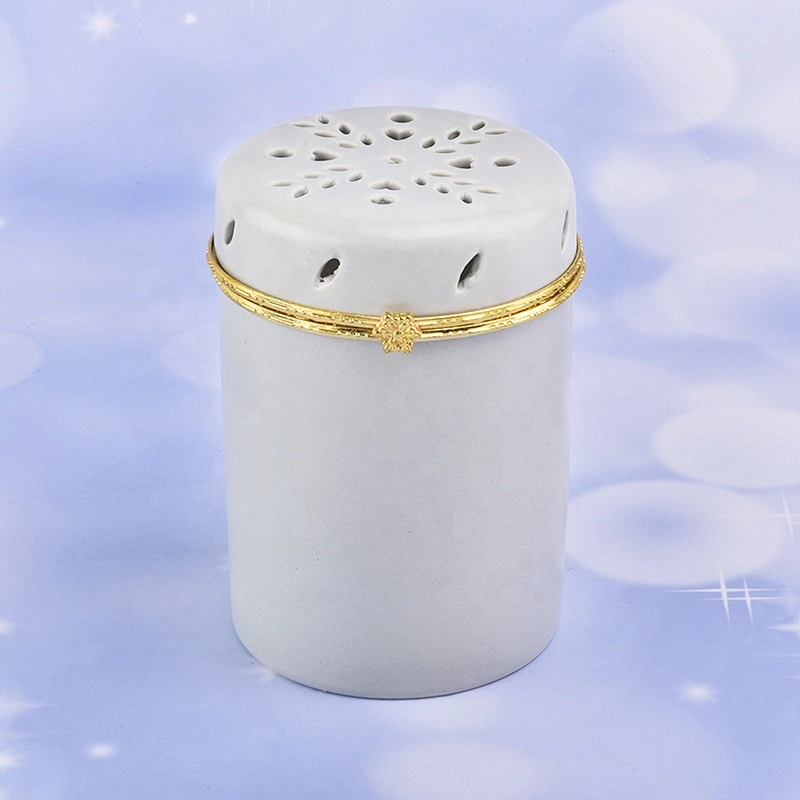 Cylinder custom candle scented votive holder church ceramic vessels with gold lid party decoration suppliers