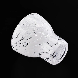 white petal decorated glass vessel with base, unique glass candle jar hand made