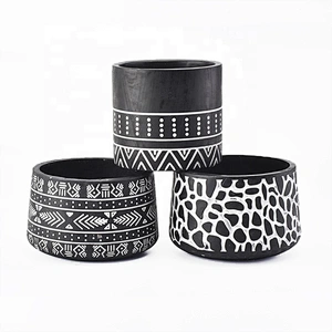 round cement black candle holder customized candle vessel home decor wholesale