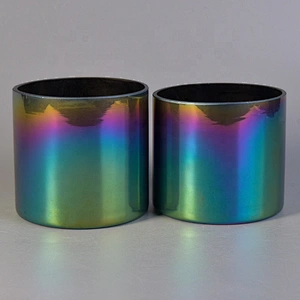 Cylinder plating candle holder glass votive candle jar home decorative wholesale