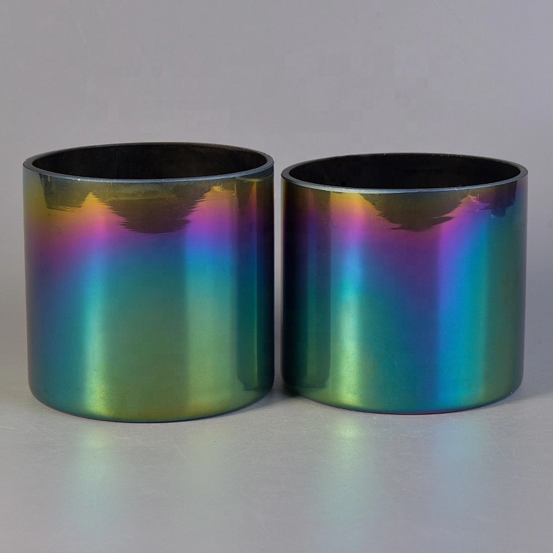 Cylinder plating candle holder glass votive candle jar home decorative wholesale