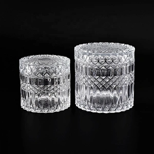 glass candle jar with lid for home decor, empty glass container
