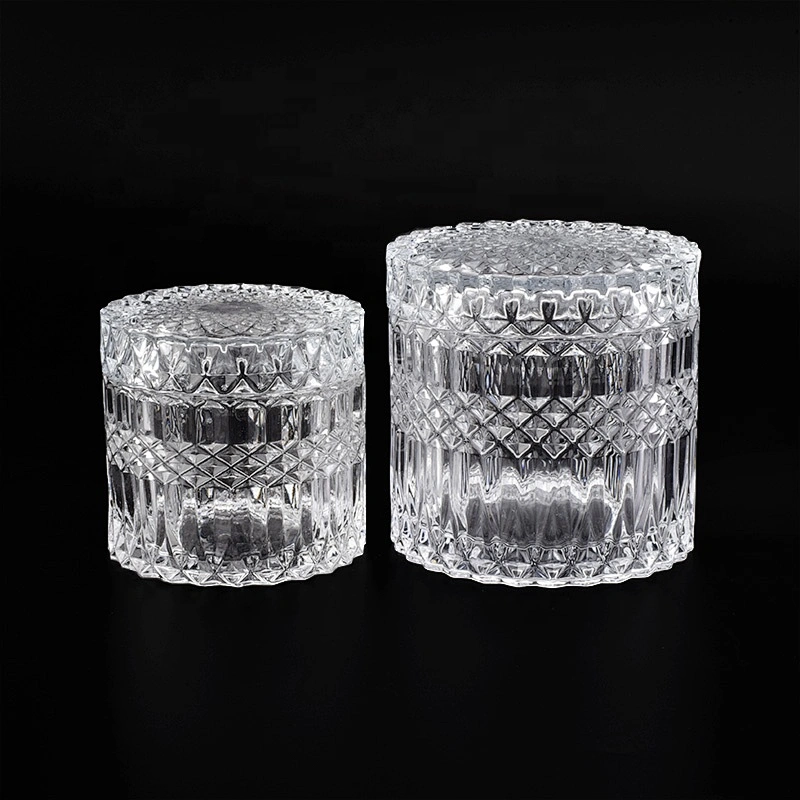 glass candle jar with lid for home decor, empty glass container