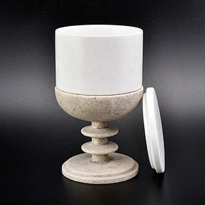 Wholesale White Ceramic Candle Holder with Lid Home Decoration