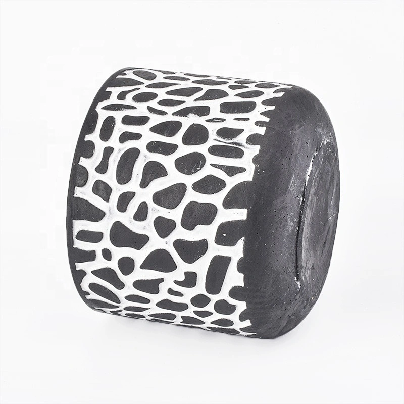 Wholesale custom black concrete candle holder cylinder home decoration