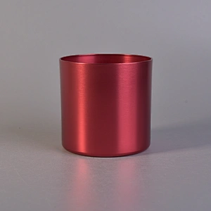 red metal candle container, votive candle jars
