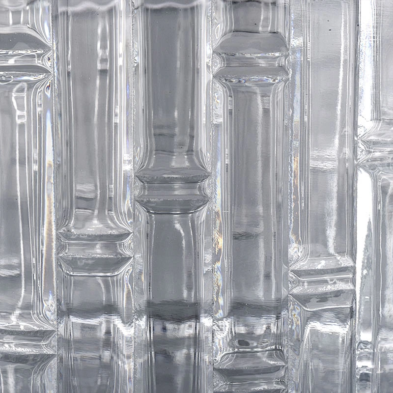 transparent glass candle container with pattern, luxury glass candle holder