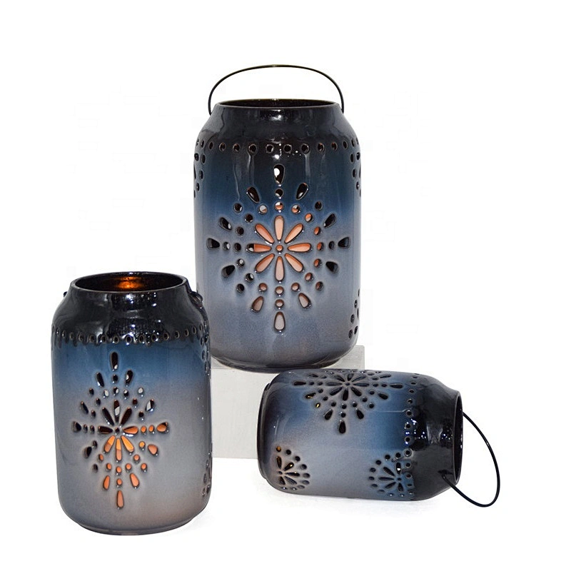 Classic Hollow Ceramic Candle Holder for Pillar Candles Home Decor