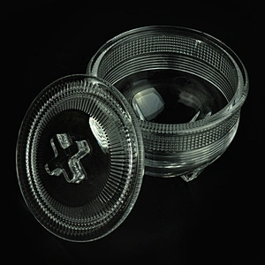 New design cross shape white glass candle jar with crystal lid