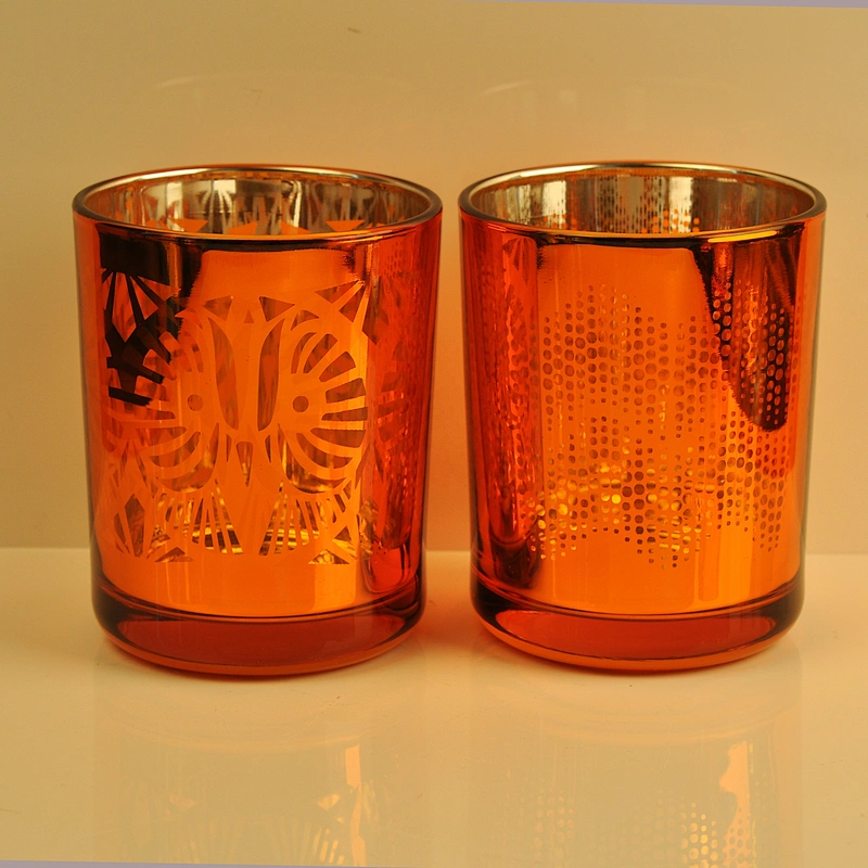 Wholesales luxury cylinder electroplated glass custom candle jas 8oz