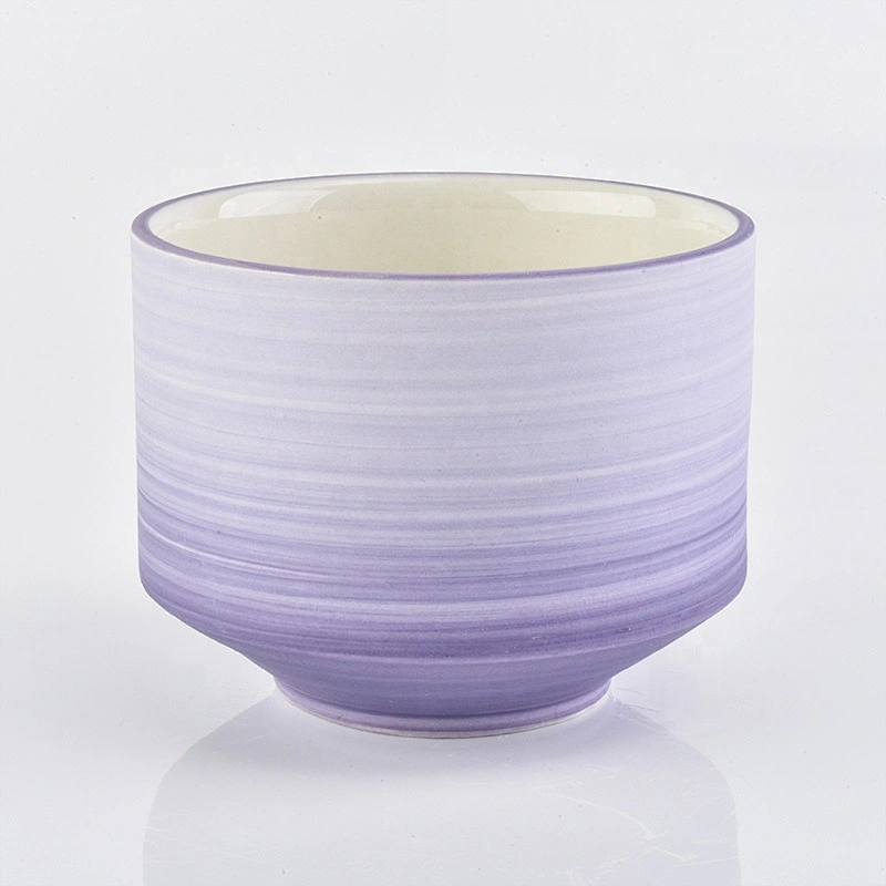 Supply Large Ceramic Candle Holders Handpainted Lavender Purple Home Decoration