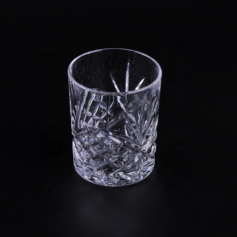 Clear leaves engraved glass candle holders wholesale for home decoration