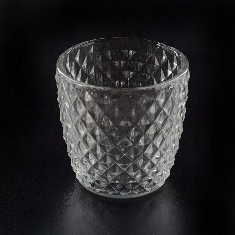 Geo cut clear Glass Candle jar home Decor