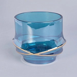 Home decoration X design blue candle glass jars