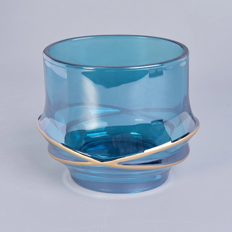 Home decoration X design blue candle glass jars