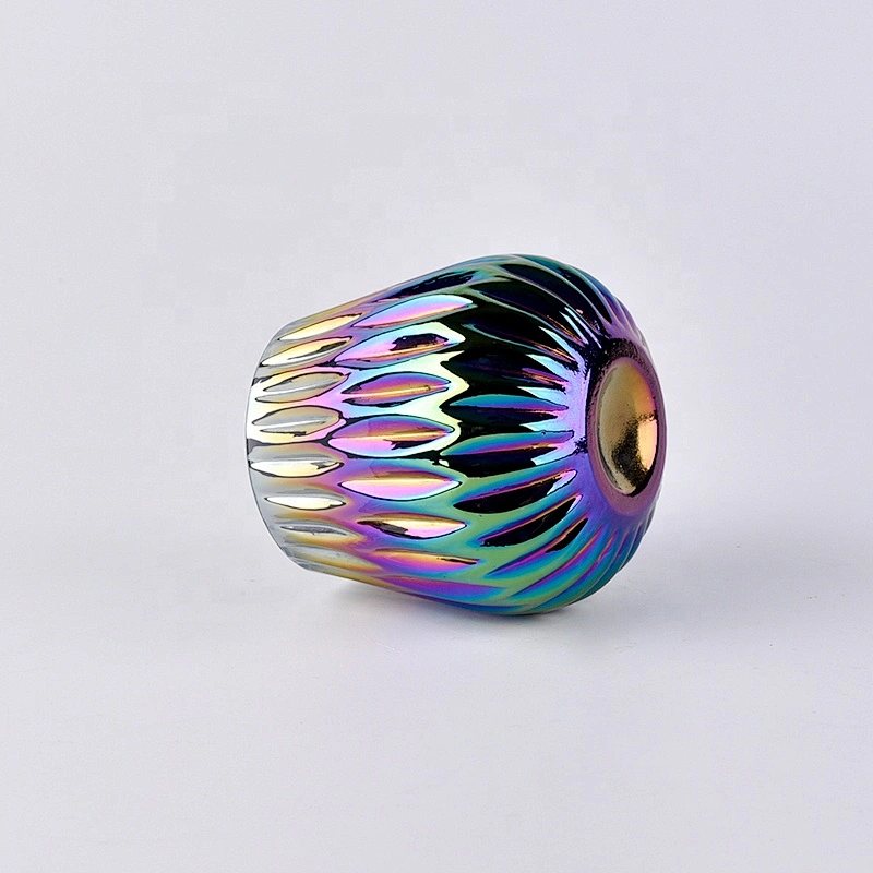 Empty gradient electroplating candle container votive glass candle holder home decor supplier