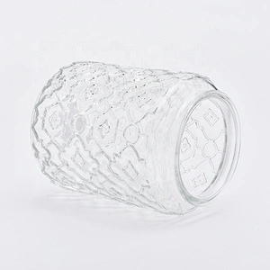 Wholesale glass candle jars  embossed candle  holders home decoration