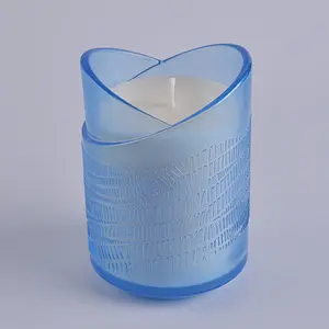 8 oz glass translucent blue votive candle holder wedding centerpieces