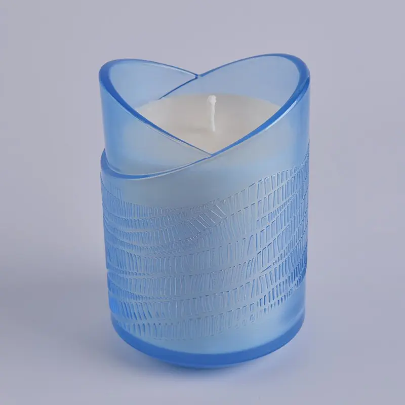 8 oz glass translucent blue votive candle holder wedding centerpieces