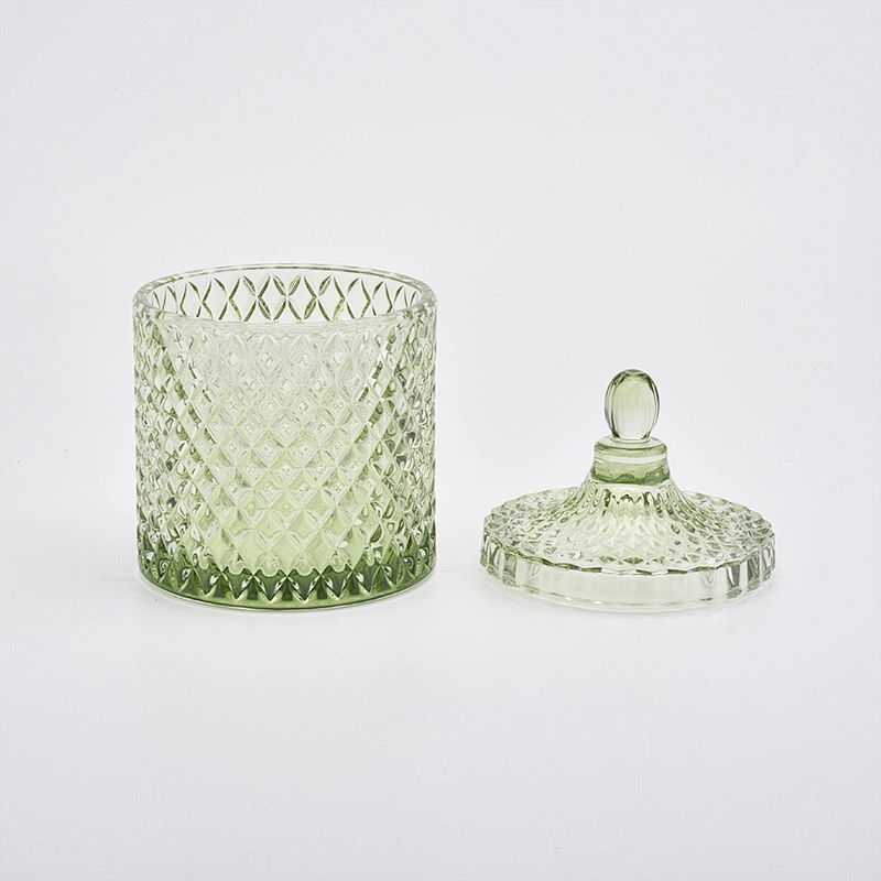 Luxury customized candle jar home decorative glass candle holder with lid