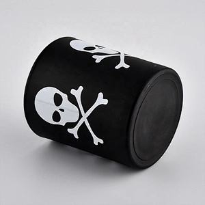 custom black glass candle jars for Halloween
