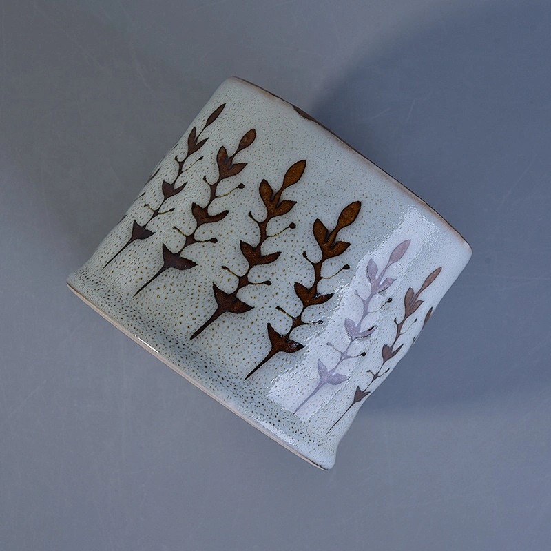 Vintage hand painting ceramic candle containers votive candle vessel home decoration in bulk