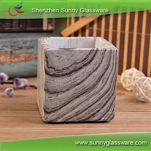 Square concrete candle vessel hurricane candle holders home decoration