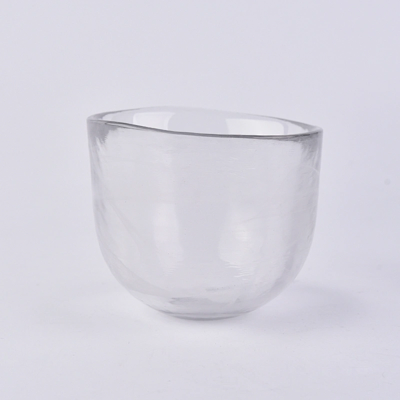 Random glass candle vessel hand made white color