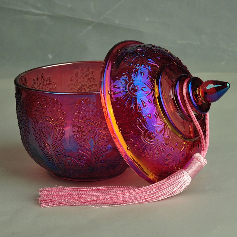 10oz 12oz Luxury spraying custom glass candle container with lid