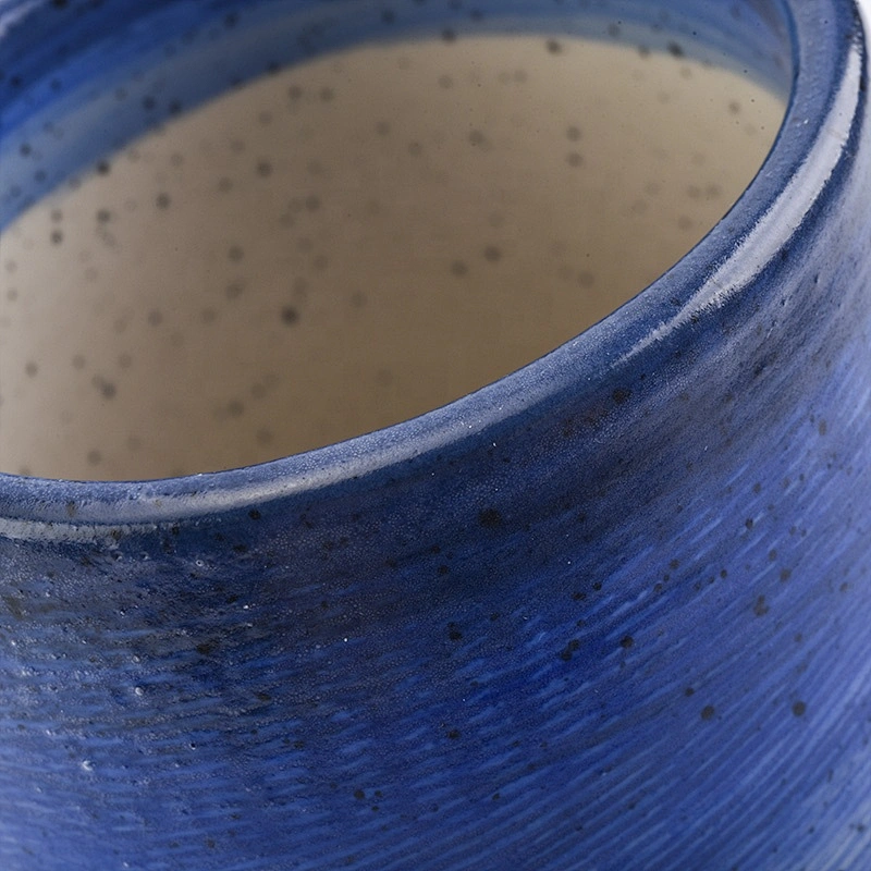 Wholesale Speckled Blue Ceramic Candle Holder Home Decoration