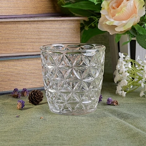 Embossed Glass Candle jar decorative candle holder home Decor