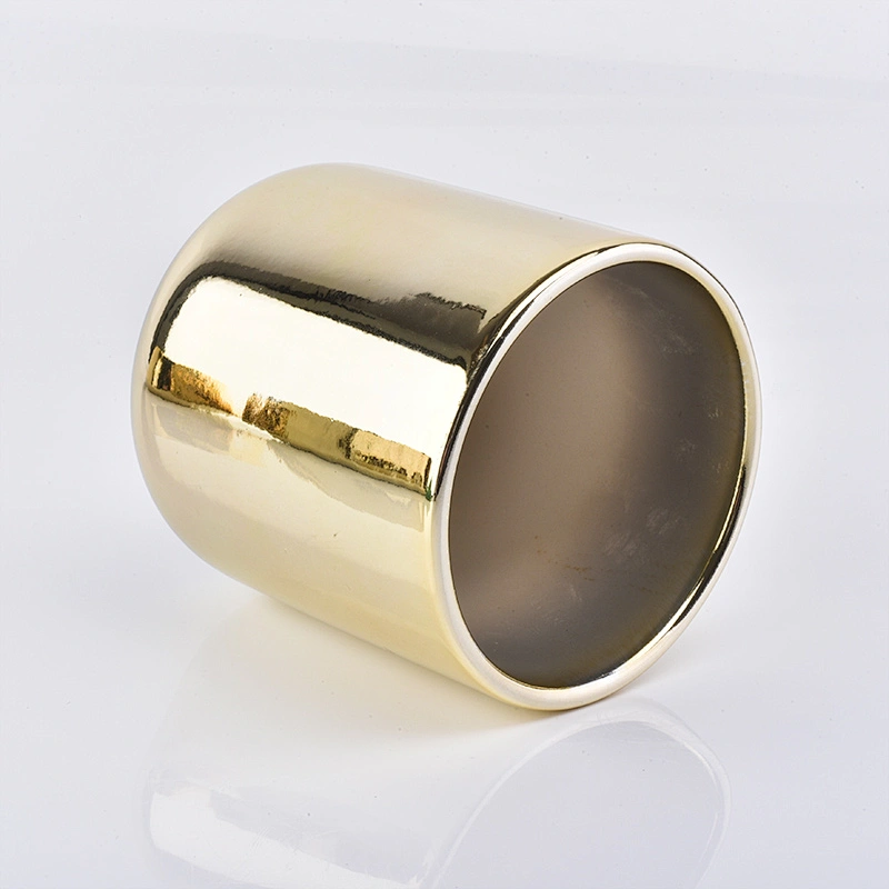 gold metal look ceramic candle jar 12 oz ceramic container custom