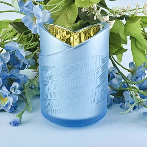 Sunny luxury custom blue heart shape glass candle jars home decoration