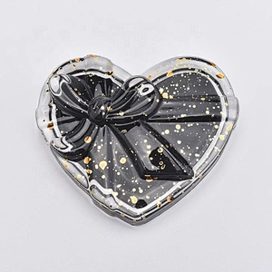 140ML Nice Heart Shape Glass Candle Jar with Lid Black